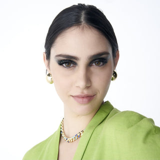 Yellow Polished Half-Sphere Dome Earrings