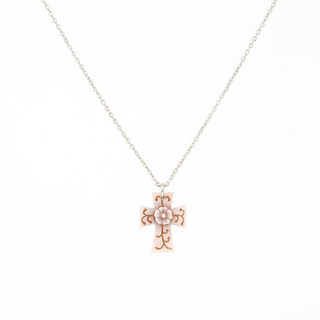 Rose Gold Cameo Cross Necklace