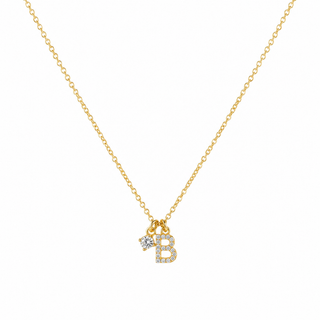 B Initial Necklace Pave C/Petit