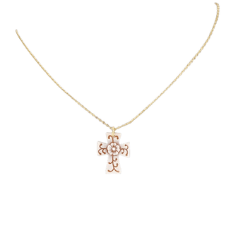 Small Gilded Cameo Cross Necklace