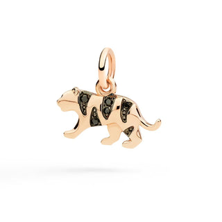 Charm Tigre in Oro rosa 9 KT e Diamanti Black