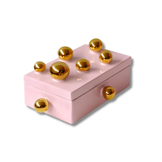 Small Rectangular Box With Gold Spheres
