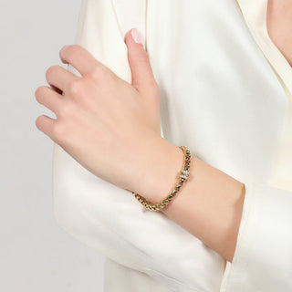 Gold Venetian Bracelet with Central Barrel Bead