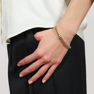 Gold Venetian Bracelet with Central Barrel Bead