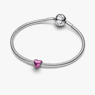 Pink metallic heart mini charm