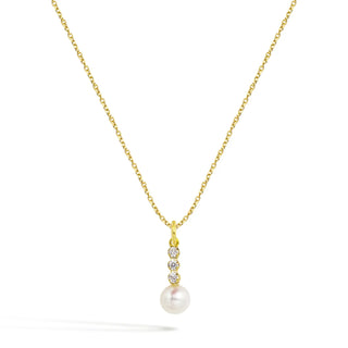 Collana Perla in Oro 9 Kt e Zirconi