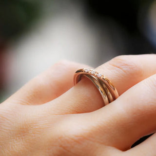Filodellavita Classic Collection Ring, 3 Strands, 2.2mm Wire in 925 Silver and 9Kt Rose Gold