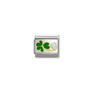 Composable Classic Green Clover with Gold Silhouette
