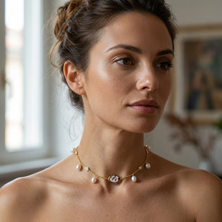 Arianna Gold-Plated Flower Cameo Necklace