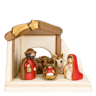Kit capanna, Sacra Famiglia, bue e asinello, rosso Thun - Armando Poggi Firenze