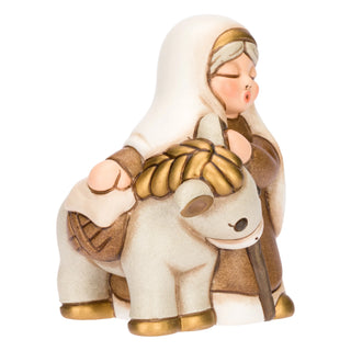 Nonna con asino in ceramica Presepe Classico Thun 6,1 x 6,4 x 8,1 cm h - Armando Poggi Firenze