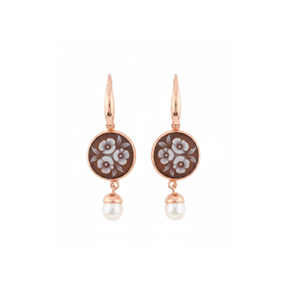 Orecchini Cameo Tris Fiori Dorati