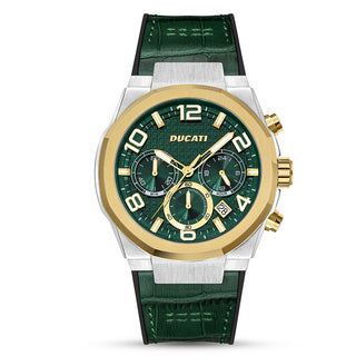 Orologio da uomo Chrono Ducati Dt006 Green Dial Gold Case