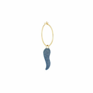 Orecchino a cerchio in Oro 18 Kt con corno Blu