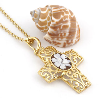 Golden Lily Cameo Pendant