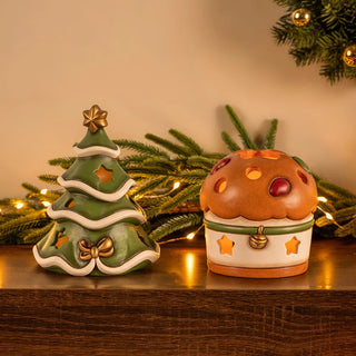 Porta tea-light albero di Natale in ceramica Thun 11,5x11,2x14,8 cm - Armando Poggi Firenze