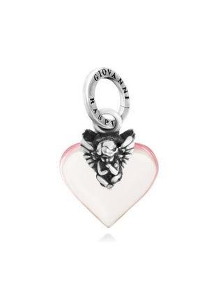 Charm Cuore Angelo Rosa