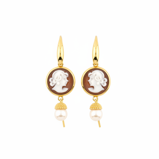 Orecchini Cameo Volto Dorati Delicati