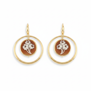 Orecchini Cameo Tre Fiori Dorati