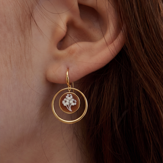 Orecchini Cameo Tre Fiori Dorati