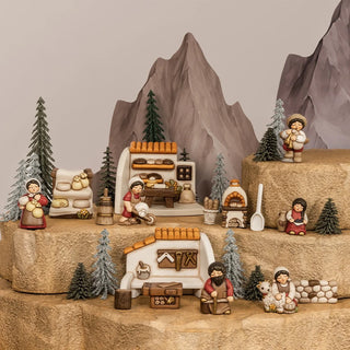 Set 3 pezzi fornaio in ceramica Presepe Classico Thun - Armando Poggi Firenze
