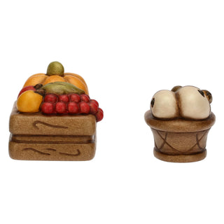 Set Cassetta Frutta E Cesto Con Pesce In Ceramica Presepe Classico Thun - Armando Poggi Firenze