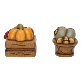 Set Cassetta Frutta E Cesto Con Pesce In Ceramica Presepe Classico Thun - Armando Poggi Firenze