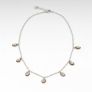 White Silver Flower Cameo Necklace