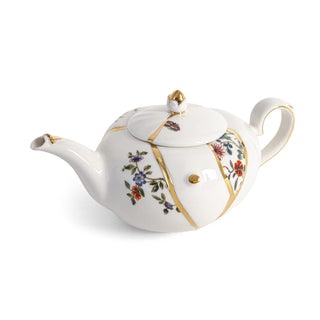 "Kintsugi" Porcelain and Gold Teapot