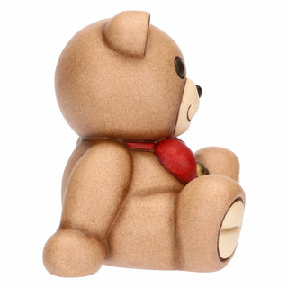Teddy Natale con fiocco in ceramica, piccolo Thun 8,4x6,9x8,5 cm - Armando Poggi Firenze