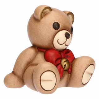 Teddy Natale con fiocco in ceramica, piccolo Thun 8,4x6,9x8,5 cm - Armando Poggi Firenze
