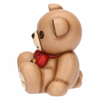Teddy Natale con fiocco in ceramica, piccolo Thun 8,4x6,9x8,5 cm - Armando Poggi Firenze