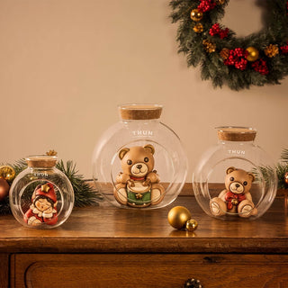 Teddy Natale con fiocco in ceramica, piccolo Thun 8,4x6,9x8,5 cm - Armando Poggi Firenze