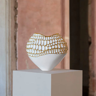 Vaso Verona Sporos Porcellana Oro e Bianco