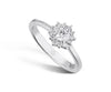 9kt Hexagon Ring with Center Stone and Halo, Lab-Grown Diamond 0.35ct + 0.14ct